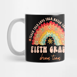 5Th Dream Team Groovy 100 Days Of School Teacher Kids Mug